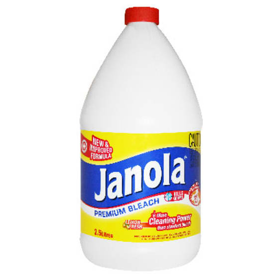 Janola Premium Bleach Lemon Fresh 2.5L, a powerful disinfectant that kills germs, whitens laundry, and leaves a fresh scent.