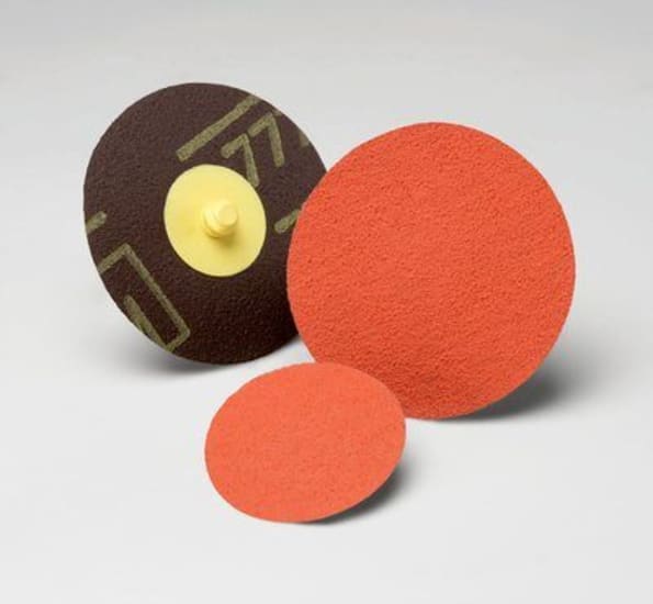 3M Roloc Disc 777F P60-50mm features ceramic and aluminum oxide for efficient grinding, with a durable, water-resistant backing.