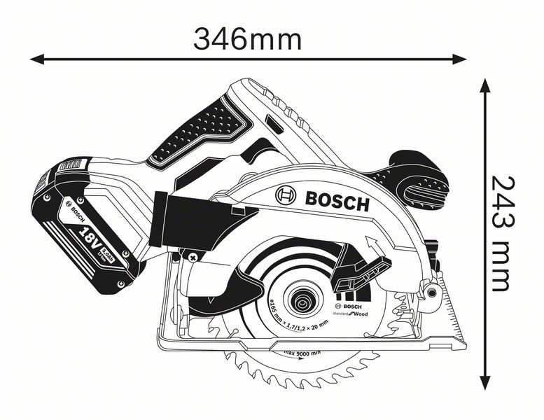Bosch GKS 18V-57 G BB Cordless Circular Saw 165mm (Skin Only)