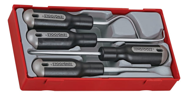 Versatile Teng 4pc Scraper & Remover Set in a durable TC tray, including gasket scraper, hooks, and piercer for efficient tasks.