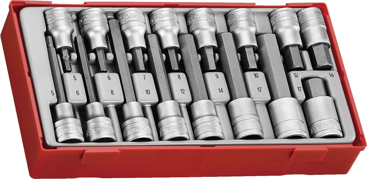 Teng 16pc 1/2in Dr. Hex Bit Skt Set - TC-Tray