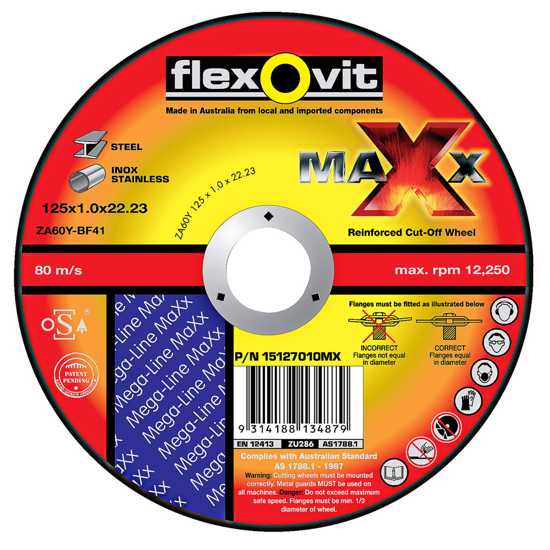125 x 1.0 x 22mm Ultra Thin Cut Off Disc Maxx-Each