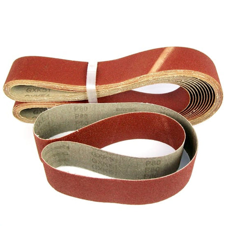 Durable 50x1220mm alum oxide resin sanding belt for woodworking and metalworking, ideal for smooth finishes and precise results.