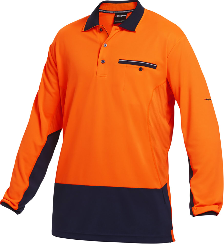KingGee, Hi Vis Hyperfreeze Polo, K54840 - Orange/Navy - 3XL