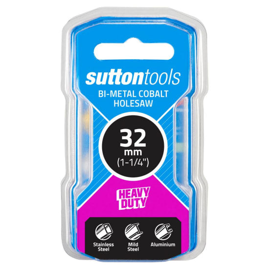 32mm Bi Metal Cobalt Holesaw designed for precise drilling in various materials, featuring tough Bi-Metal Cobalt HSS construction and reduced vibration.