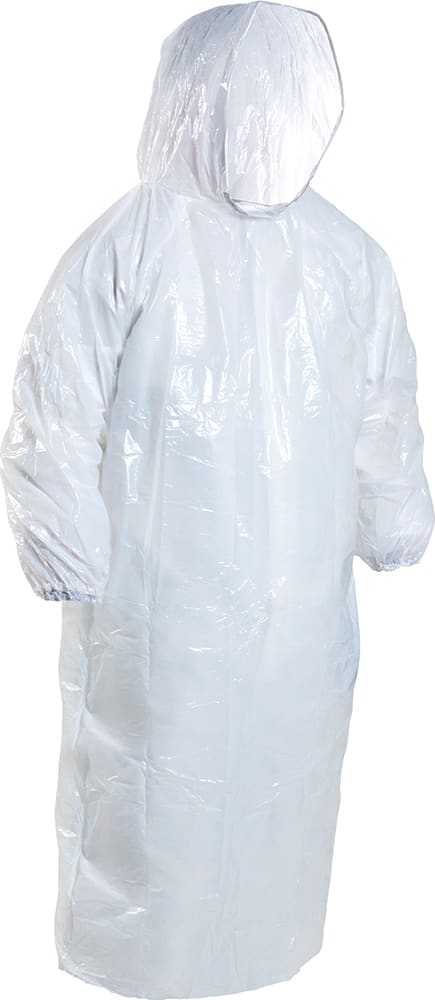 Eagle LDPE Rain/Splash Jacket with Hood White 780x1300mm (Carton of 200)