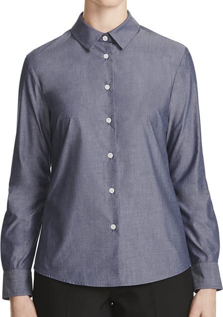 Women's Chambray Long Sleeve Shirt, NNT - Mid Blue (Size: 30)