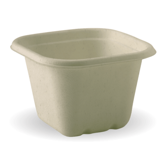 Eco-friendly Biocane Takeaway Base 630ML, sugarcane pulp, compostable, microwave safe, grease-resistant, 600 per case.