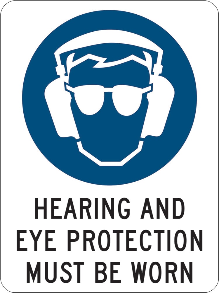 Mandatory Sign|Hearing/Eye Protection Must Be Worn W90mm x H125mm (Pack of 5) -