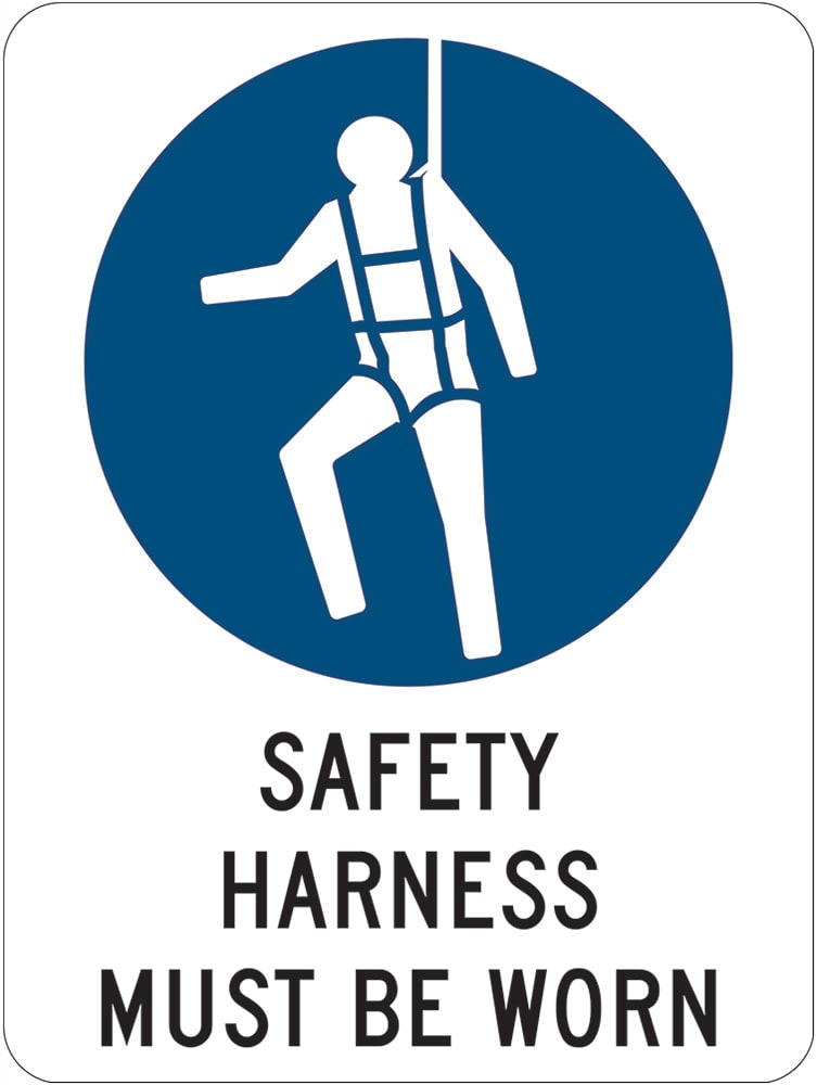 Mandatory Sign | Safety Harness Must Be Worn W225mm x H300mm  -