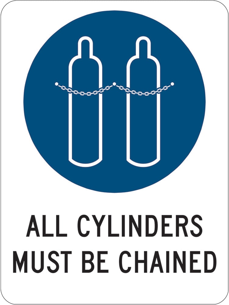 Mandatory Sign | All Cylinders Must Be Chained W180mm x H250mm - Standard