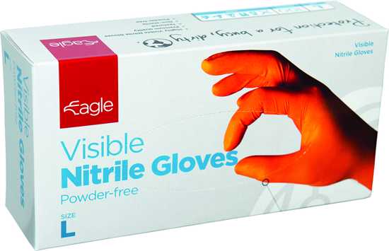 Eagle Visible Nitrile Gloves Powder Free-S-2XL-Pack of 100