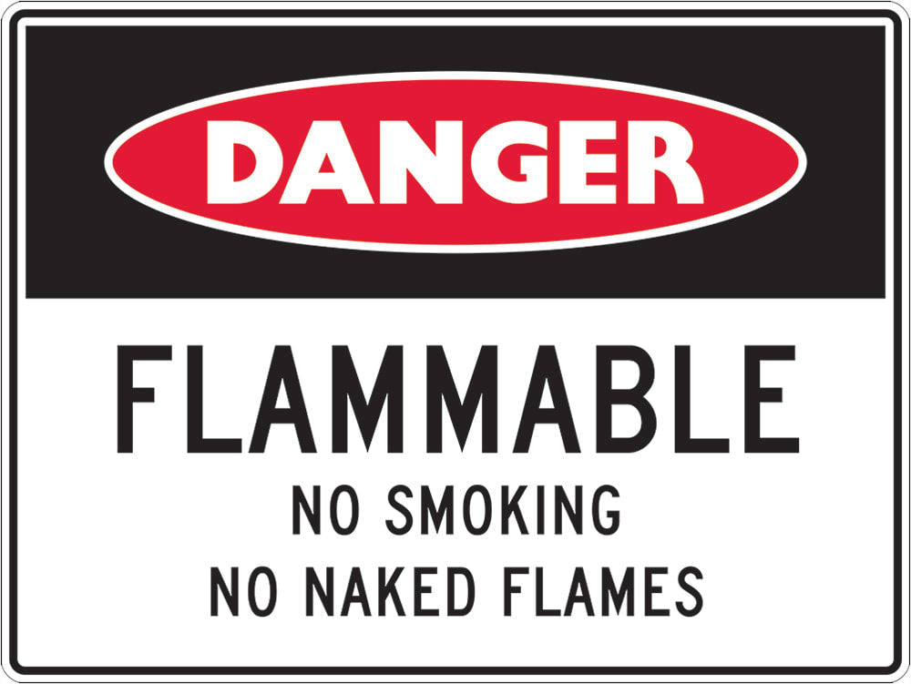 Danger Sign | Flammable No Smoking No Naked Flames W600mm x H450mm  -