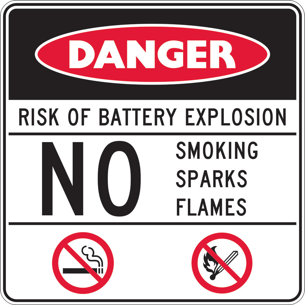 Danger Sign | Risk Of Battery Explosion W300mm x H300mm  -
