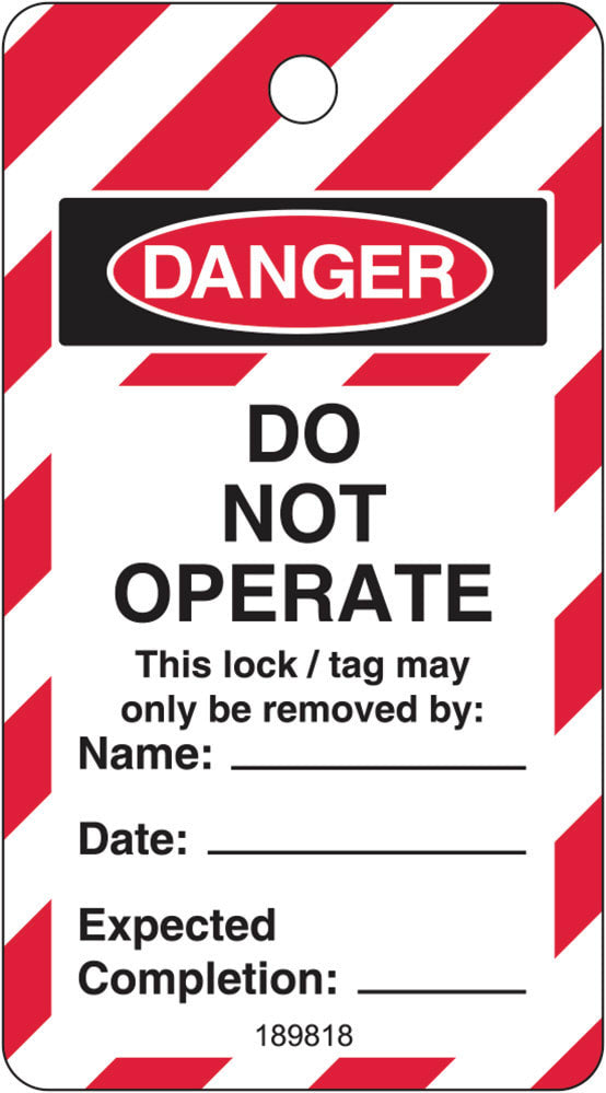 Lockout Tag - Do Not Operate W80mm x H145mm Pack of 25 (Double Sided)