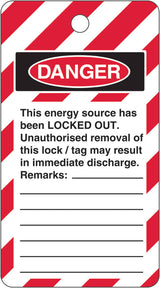 Lockout Tag - Do Not Operate W80mm x H145mm Pack of 25 (Double Sided)