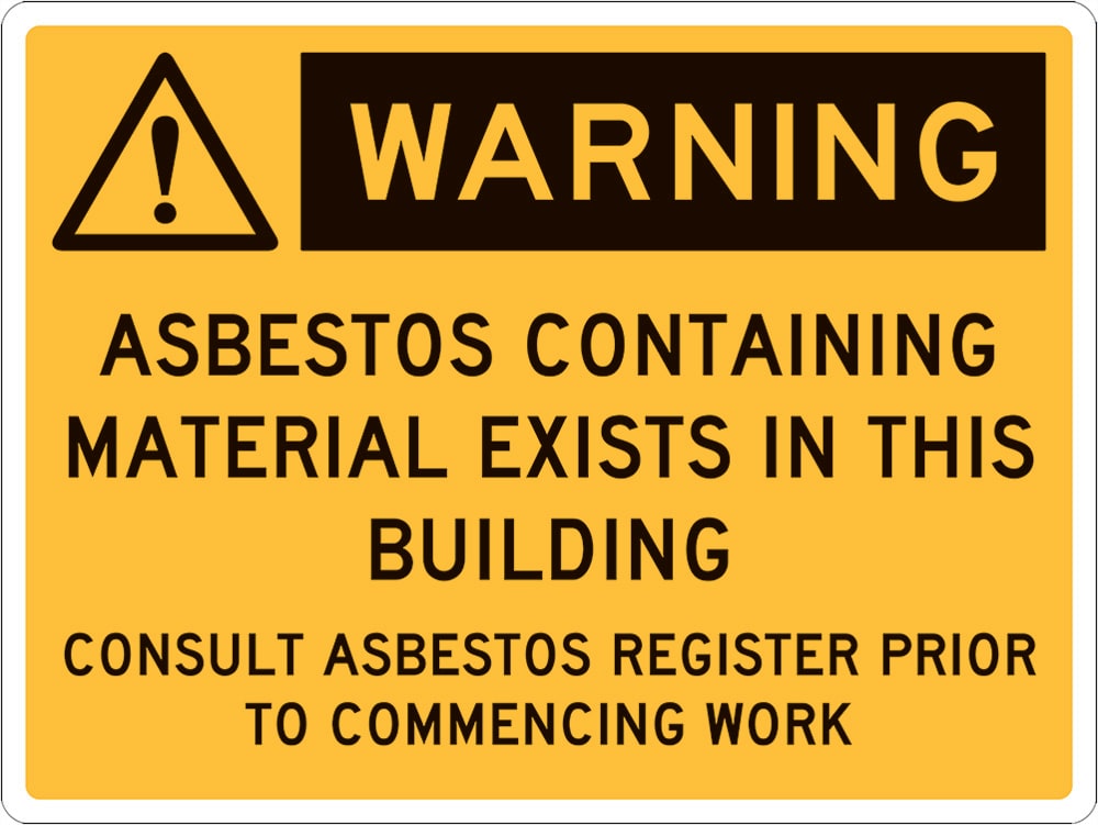 Warning Sign | Asbestos Material in Building W450mm x H300mm  -