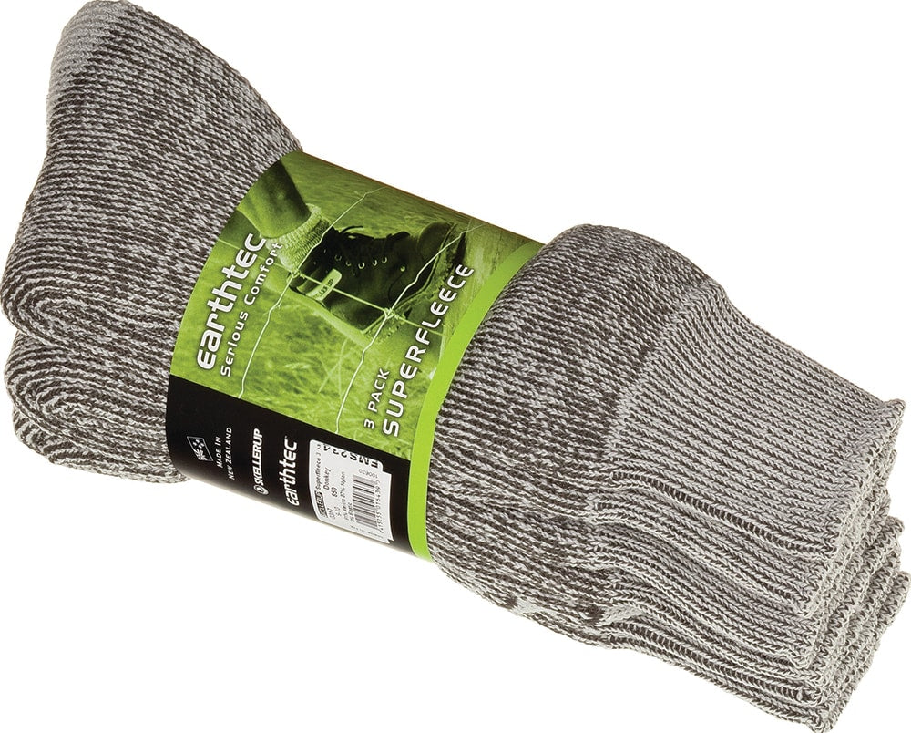 Skellerup Earthtec Superfleece Socks (Pack of 3) - Donkey - 6/1