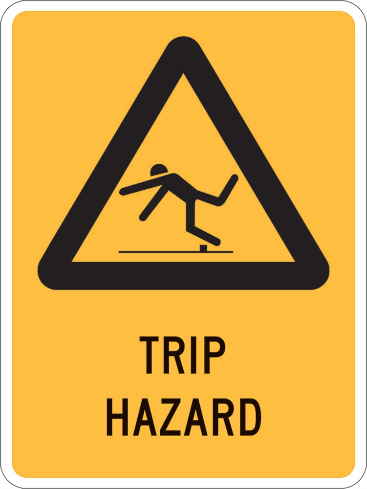Warning Sign | Trip Hazard W225mm x H300mm (Single Sided) - Standard