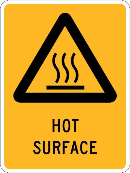 Warning Hot Surface Sign - SAV 180 x 250MM (EACH)