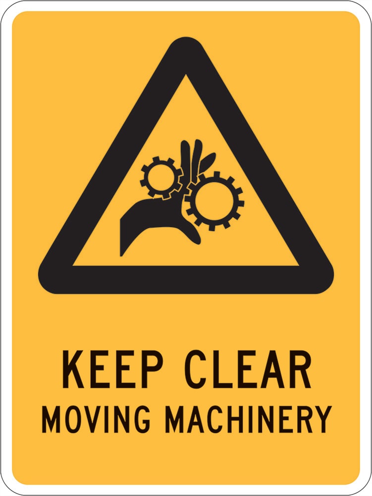 Warning Sign | Keep Clear Moving Machinery W225mm x H300mm  -