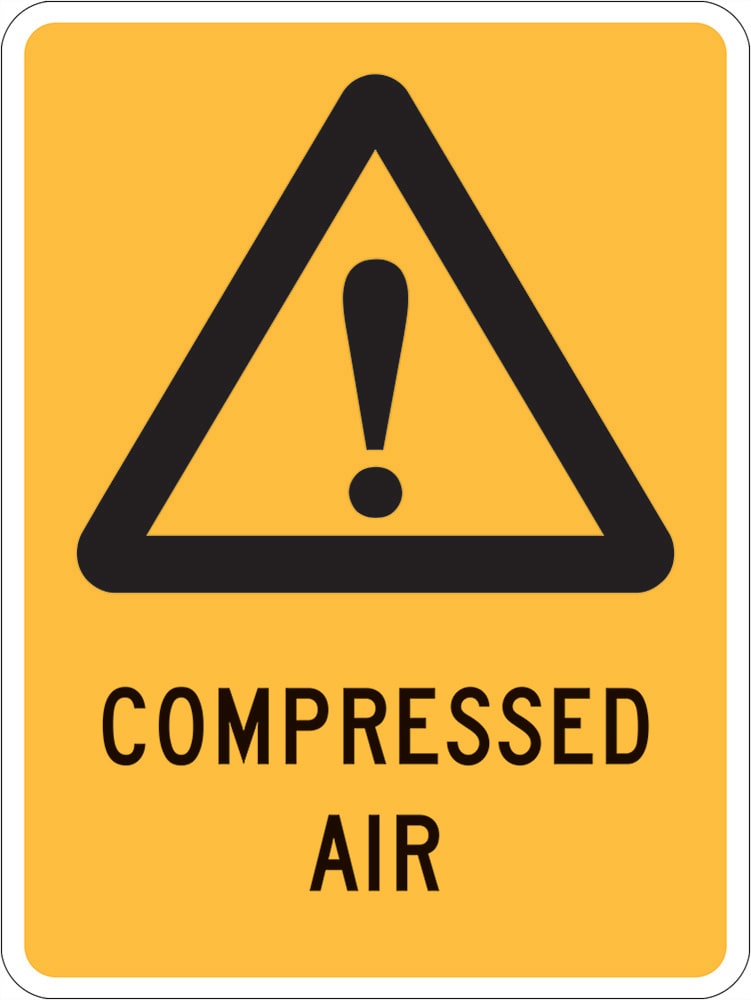 Warning Sign | Compressed Air (exclamation Mark) W180mm x H250mm  -