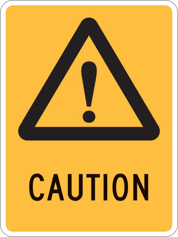 Warning Sign | Caution (Exclamation mark) W90mm x H125mm (Pack of 5) - Standard