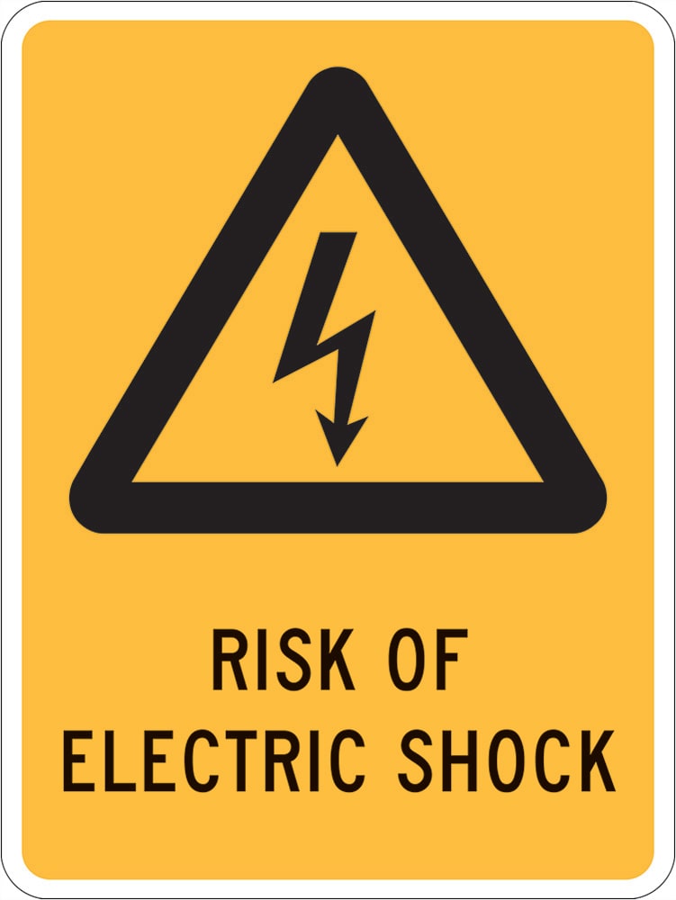 Warning Sign | Risk Of Electric Shock W225mm x H300mm (Single Sided) - Standard