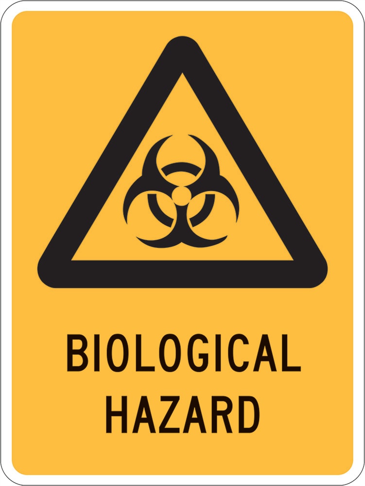 Warning Sign | Biological Hazard W90mm x H125mm (Pack of 5) - Standard