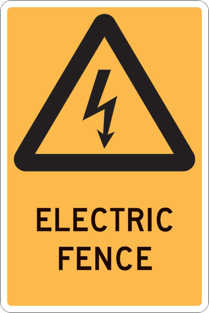 Warning Sign | Electric Fence W225mm x H300mm (Single Sided) - Standard