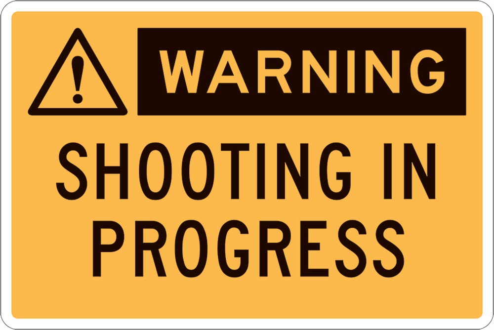 Warning Sign | Shooting in Progress W450mm x H300mm (Single Sided) - Standard