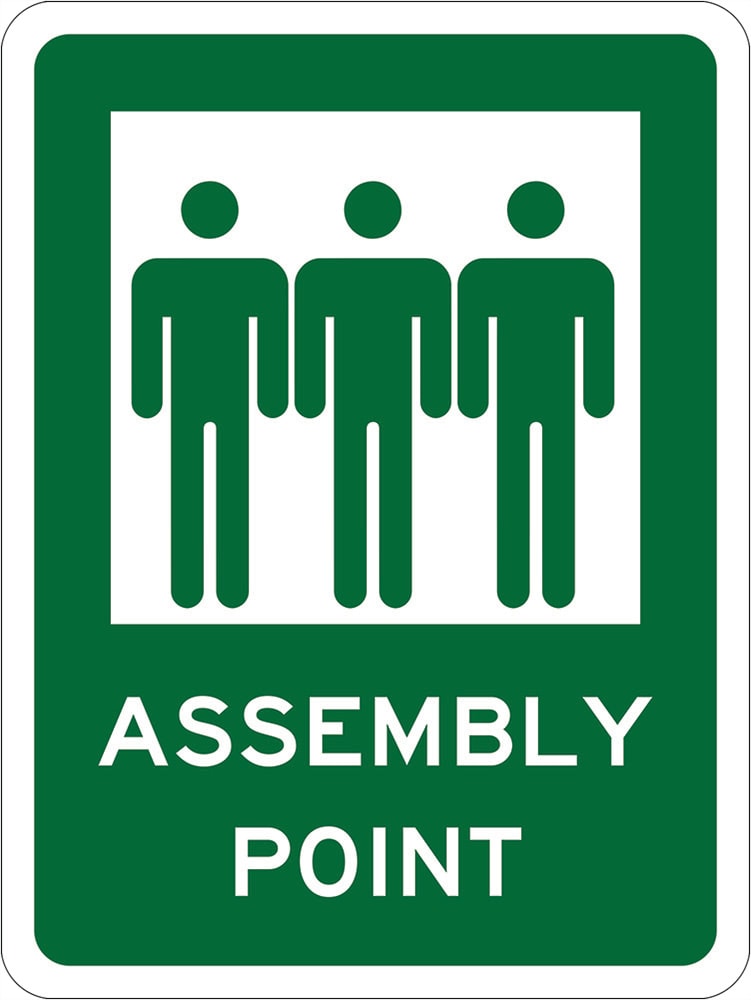 Emergency & Exit Sign | Assembly Point W225mm x H300mm (Single Sided) - Standard
