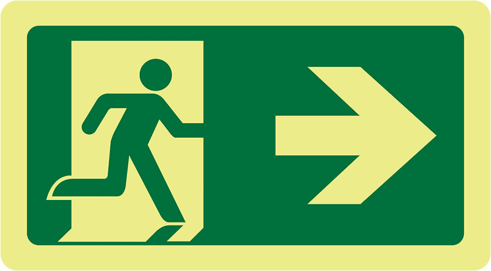 Exit Sign Luminescent | Running Man Right Arrow 420mm x 230mm