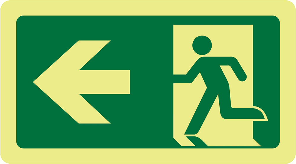 Exit Sign Luminescent | Running Man Left Arrow 420mm x 230mm