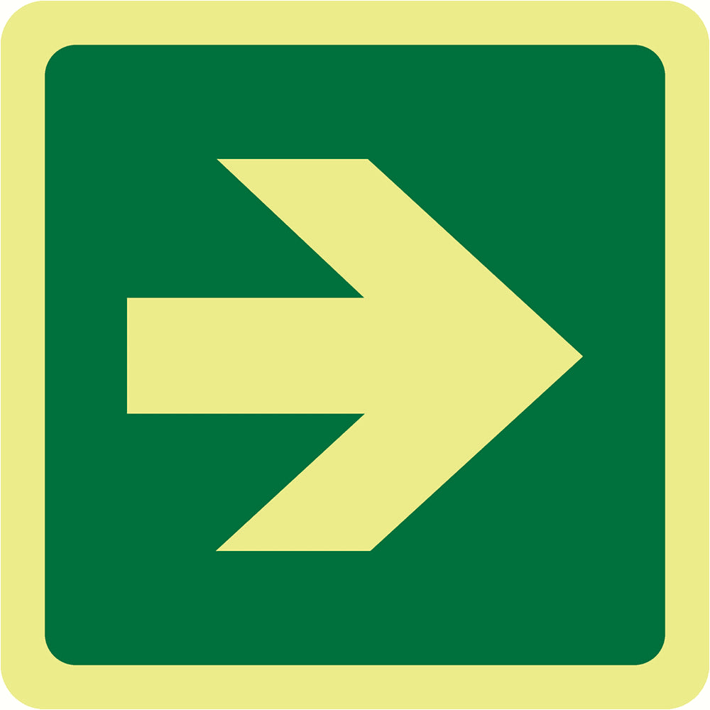 Exit Sign Luminescent | Right Arrow 162mm x 162mm
