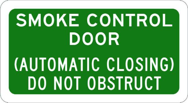 Smoke Control Door (Automatic Closing) Sign - SAV 110 x 60mm (Each)