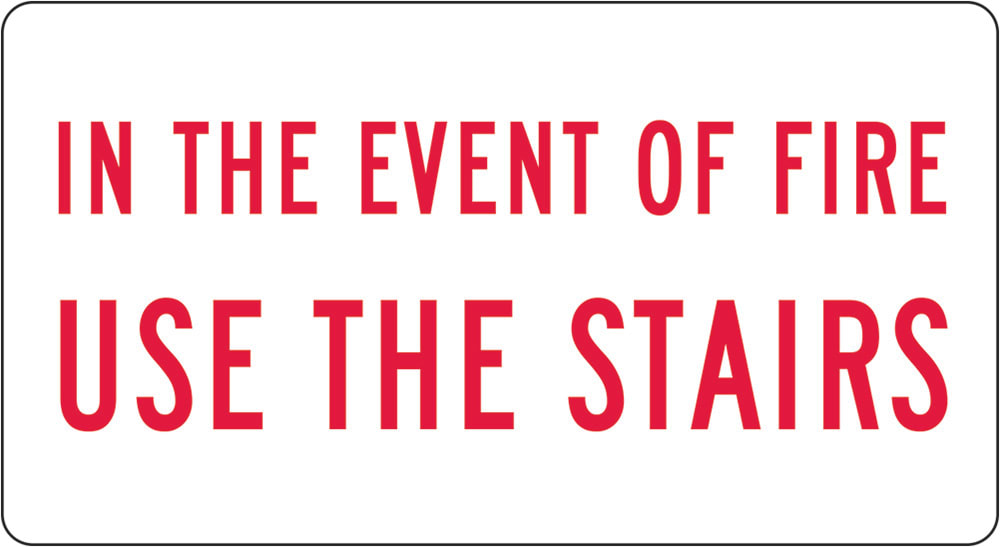 Fire Sign | In The Event Of Fire Use The Stairs W110mm x H60mm (Pack of 5) -