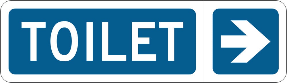 General Info Sign | Toilet Arrow, Right W260mm x H75mm (Single Sided)