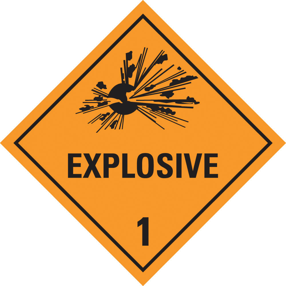 Dangerous Goods Label | Explosive 1 W100mm x H100mm (Roll of 500) - Standard