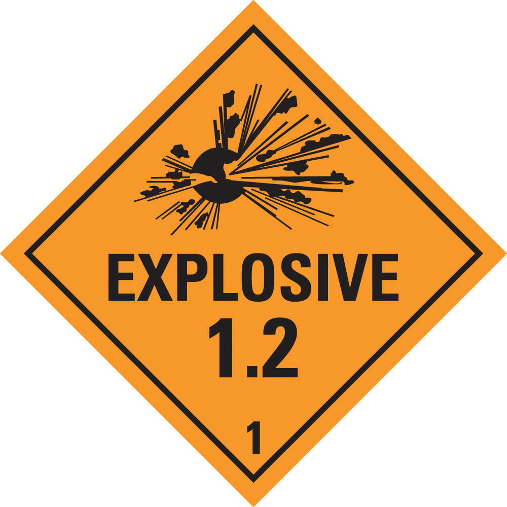 Hazardous Substances Label | Explosives 1.2 1 W250mm x H250mm (Single Sided)