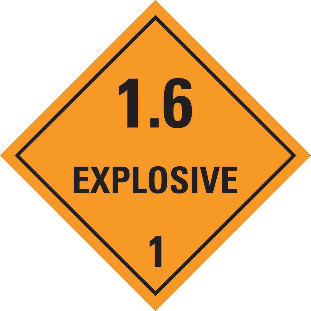 Dangerous Goods Label | 1.6 Explosive 1 W100mm H100mm (Roll of 500) - Standard