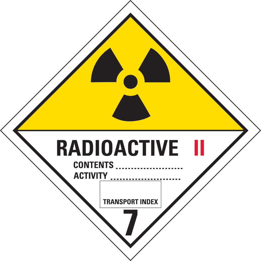 Dangerous Goods Label |Radioactive II 7 W100mm x H100mm
