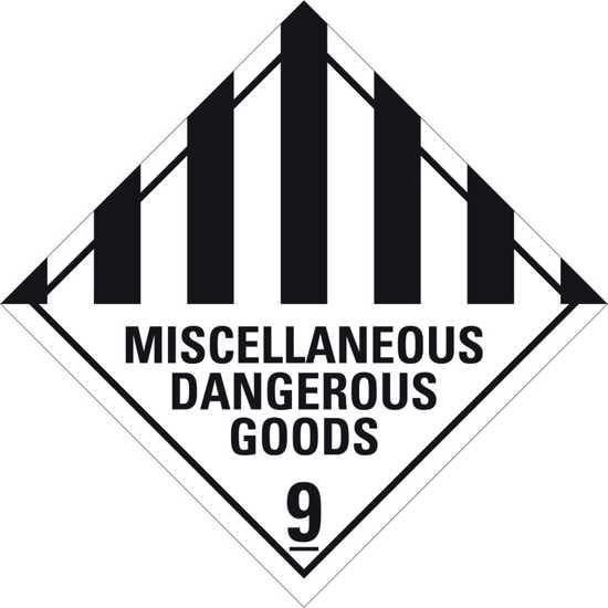 Large self-adhesive vinyl Dangerous Goods label for vehicles, 400mm x 400mm, ensuring compliance and visibility for hazardous transport.