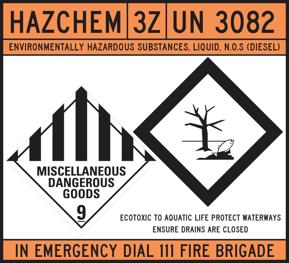 Dangerous Goods Sign | Hazchem 3Z UN 3082 W680mm x H620mm  -