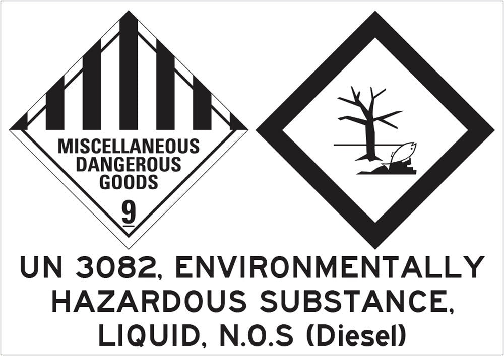 Dangerous Goods Label | Hazardous Substance Diesel W297mm x H210mm  -