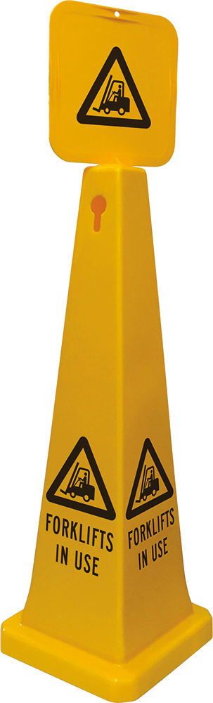 Safety Cone & Top Sign | Forklifts In Use H900mm - Standard