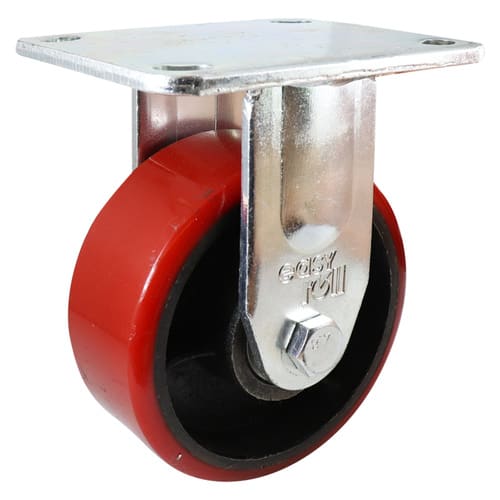 Easyroll 100mm Fixed Plate Mount J3 Castor Urethane Cast Iron 320kg (Each)