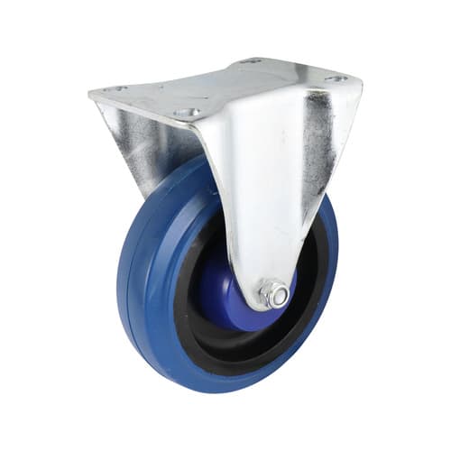 Easyroll 125mm Fixed Plate Mount I6 Castor Elastic Rubber 140kg (Each)