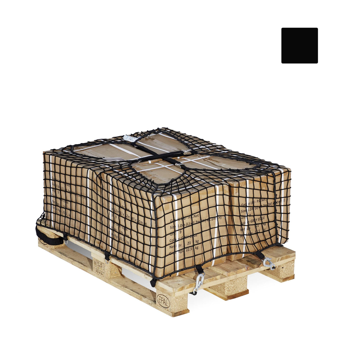 Pallet Stock Containment Nets Black 0.8 x 1.2 x 0.5m (Each)