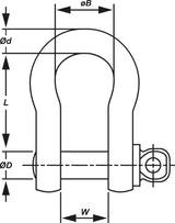 Bullivants Bow Shackle Screw Pin 6.50T WLL 22mm Body Diameter (Each)